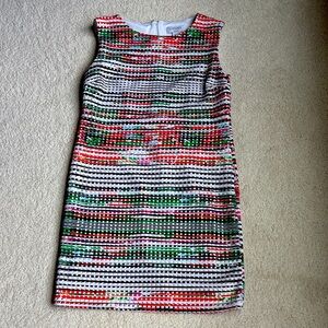 Carmen Marc Valvo White and Multi Color Shift Dress.